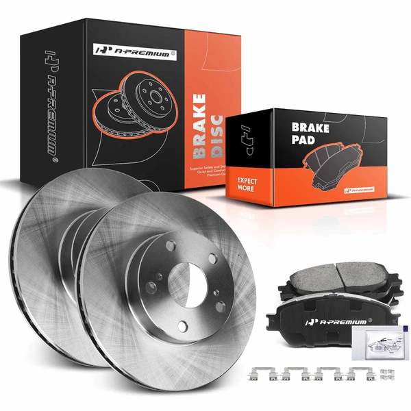 2005-2015 Toyota Tacoma Disc Brake Rotors and Ceramic Pads Kit, 6 Pcs, Front Driver & Passenger, A-Premium, APBRPR904