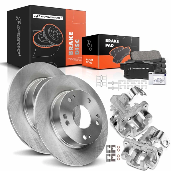 8 Pcs Rear Disc Brake Rotors & Ceramic Brake Pads & Brake Calipers for Honda Civic 06-15 Acura CSX