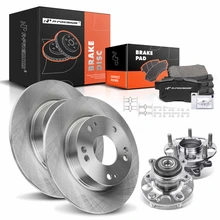 8 Pcs Rear Disc Brake Rotors & Ceramic Brake Pads & Hub Bearings for 2006-2011 Acura CSX