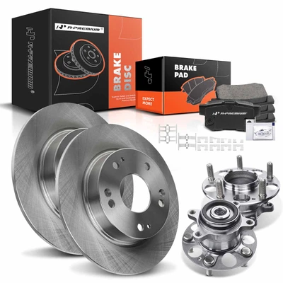 8 Pcs Rear Disc Brake Rotors & Ceramic Brake Pads & Hub Bearings