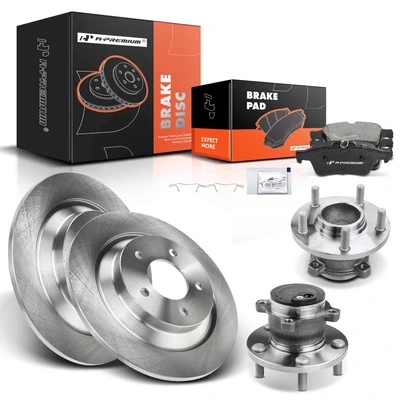 8 Pcs Rear Disc Brake Rotors & Ceramic Brake Pads & Hub Bearings