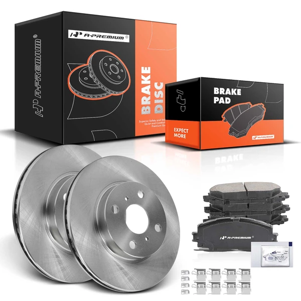 2013 Scion iQ Disc Brake Rotors and Ceramic Pads Kit, 6 Pcs, Front Driver & Passenger, A-Premium, APBRPR910