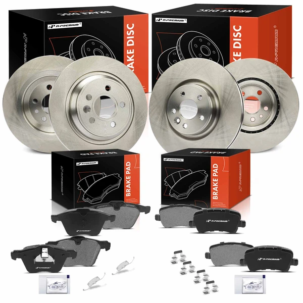 Disc Brake Rotors and Ceramic Pads Kit, 12 Pcs, Front & Rear, A-Premium, APBRPR1652