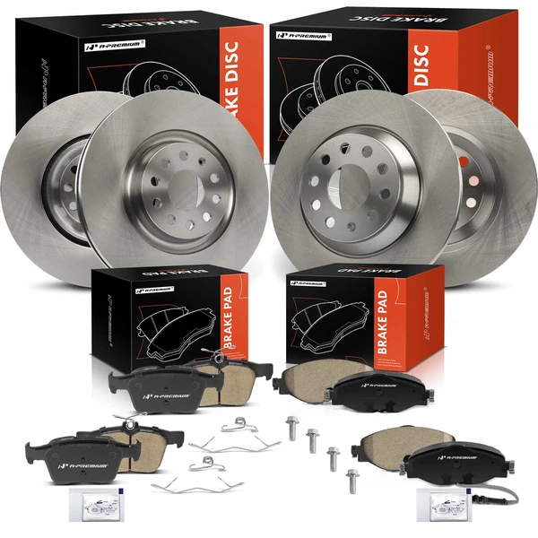 2022 Volkswagen Jetta Disc Brake Rotors and Ceramic Pads Kit, 12 Pcs, Front & Rear, A-Premium, APBRPR1655