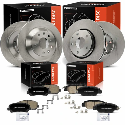 12 Pcs Front & Rear Disc Brake Rotors & Ceramic Brake Pads