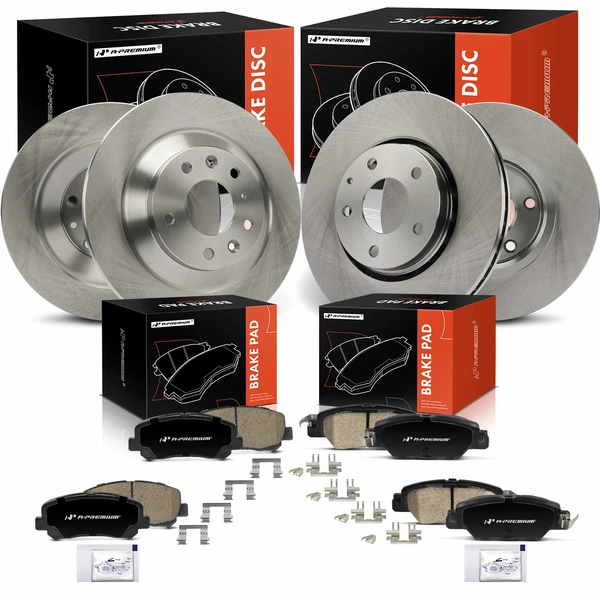 Disc Brake Rotors and Ceramic Pads Kit, 12 Pcs, Front & Rear, A-Premium, APBRPR1657