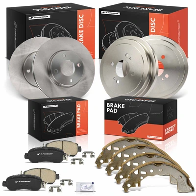 12 Pcs Front Disc Brake Rotors & Ceramic Brake Pads & Rear Brake Drums & Rear Brake Shoes