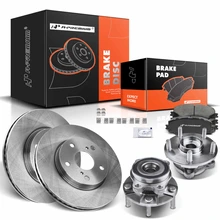 8 Pcs Front Disc Brake Rotors & Ceramic Brake Pads & Hub Bearings for 2006-2012 Toyota RAV4