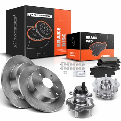 8 Pcs Rear Disc Brake Rotors & Ceramic Brake Pads & Hub Bearings