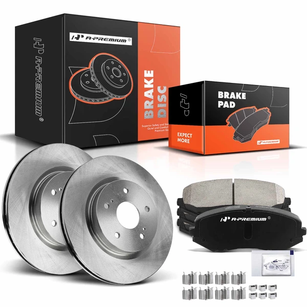 Disc Brake Rotors and Ceramic Pads Kit, 6 Pcs, Front Driver & Passenger, A-Premium, APBRPR912