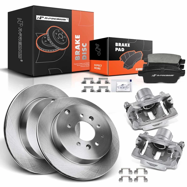 8 Pcs Rear Disc Brake Rotors & Ceramic Brake Pads & Brake Calipers for 2007-2012 Mazda CX-7