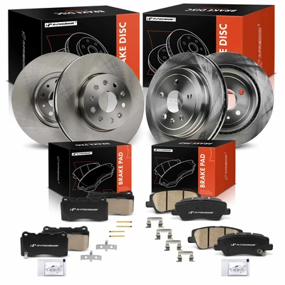 12 Pcs Front & Rear Disc Brake Rotors & Ceramic Brake Pads