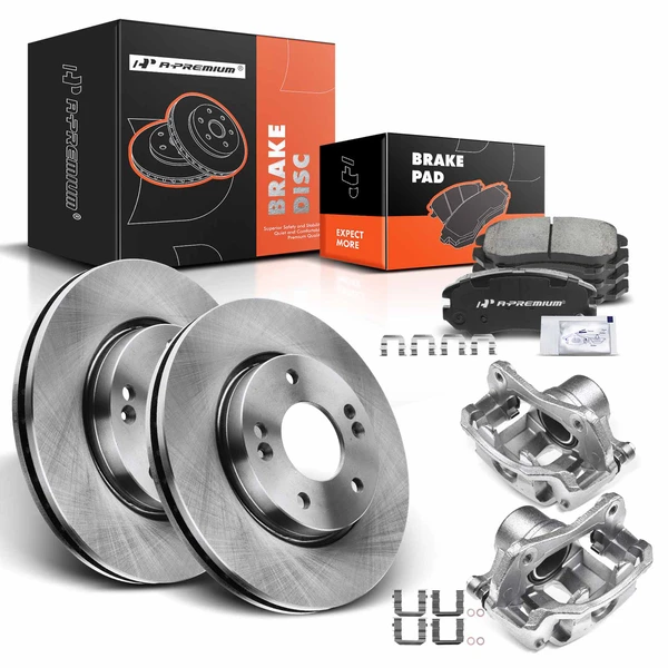 8 Pcs Front Disc Brake Rotors & Ceramic Brake Pads & Brake Calipers for 2009-2010 Hyundai Elantra