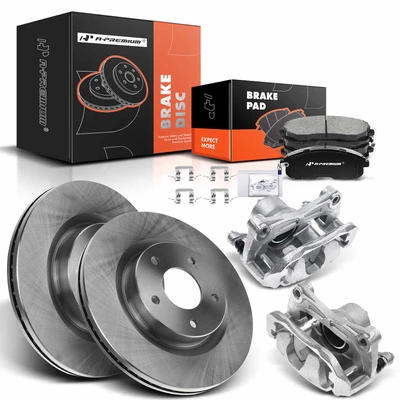 Disc Brake Rotors and Ceramic Pads Kit with Calipers, 8 Pcs, Front Driver & Passenger, A-Premium, APBRPR620