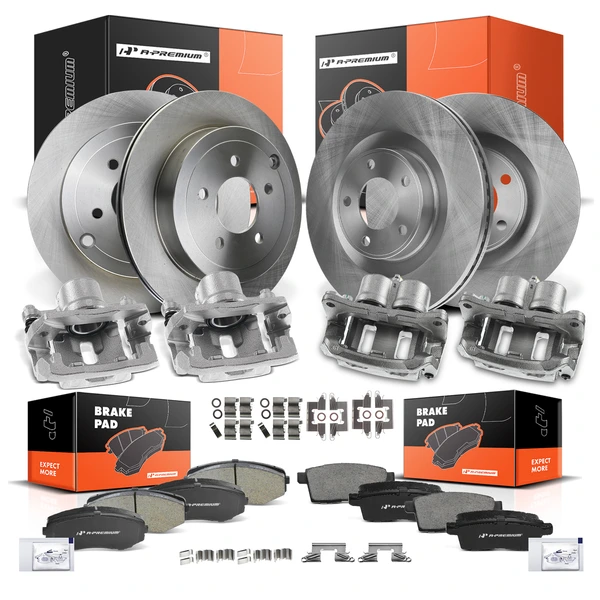 16 Pcs Front & Rear Disc Brake Rotors & Ceramic Brake Pads & Brake Calipers for 2007-2010 Lincoln MKX