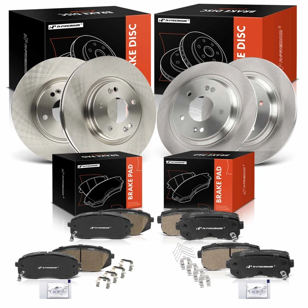 2021-2022 Kia Seltos Disc Brake Rotors and Ceramic Pads Kit, 12 Pcs, Front & Rear, A-Premium, APBRPR2012