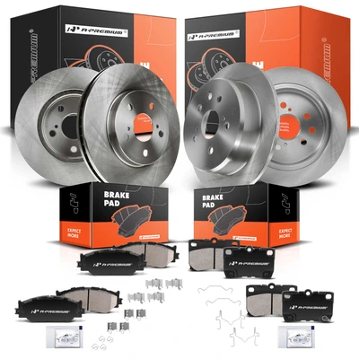 2006-2013 Lexus IS250 Disc Brake Rotors and Ceramic Pads Kit, 12 Pcs, Front & Rear, A-Premium, APBRPR920