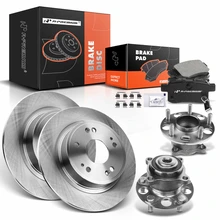 8 Pcs Rear Disc Brake Rotor & Pad + Hub Bearing