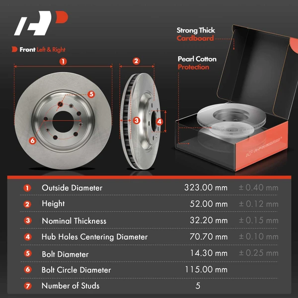 Disc Brake Rotors and Ceramic Pads Kit, 12 Pcs, Front & Rear, A-Premium, APBRPR1666