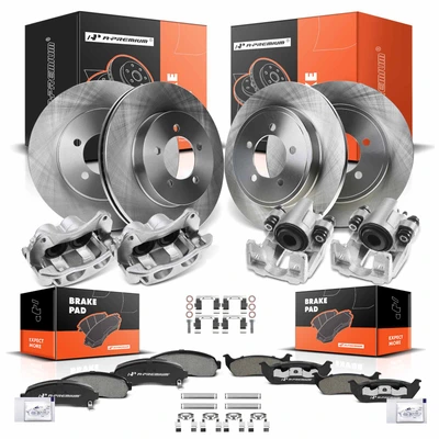 16 Pcs Front & Rear Disc Brake Rotors & Ceramic Brake Pads & Brake Calipers for Ford Explorer