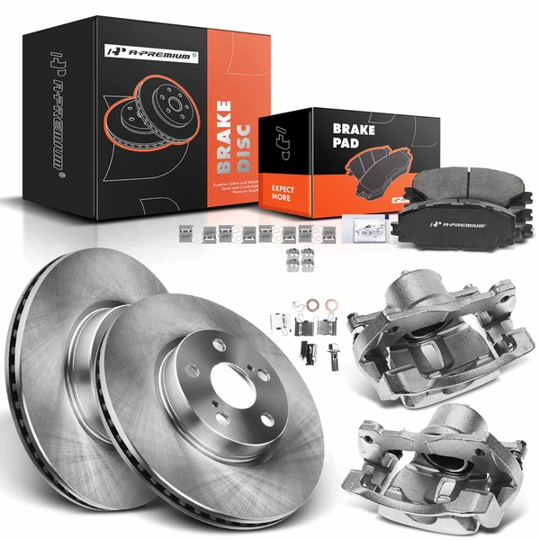 8 Pcs Front Disc Brake Rotors & Ceramic Brake Pads & Brake Calipers for 2009-2010 Pontiac Vibe