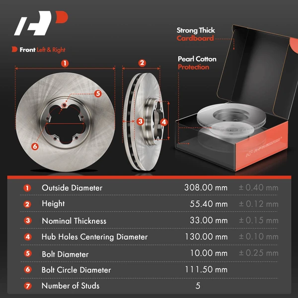 Disc Brake Rotors and Ceramic Pads Kit, 12 Pcs, Front & Rear, A-Premium, APBRPR1999