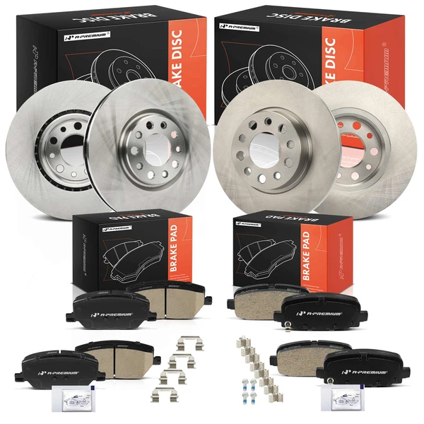 Disc Brake Rotors and Ceramic Pads Kit, 12 Pcs, Front & Rear, A-Premium, APBRPR1956