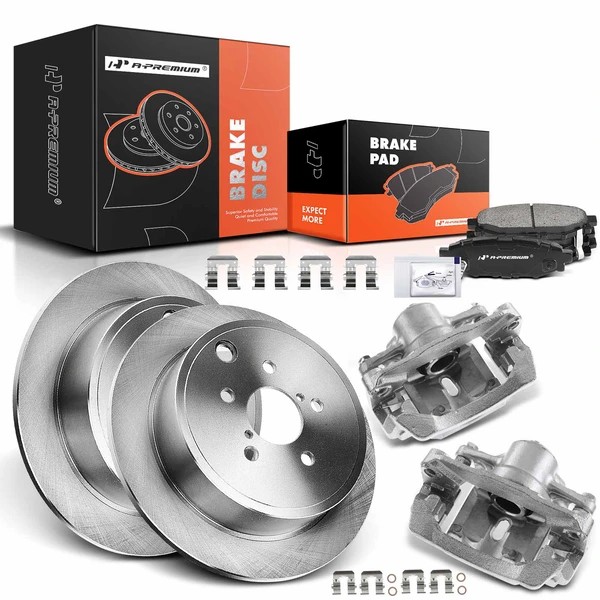 8 Pcs Rear Disc Brake Rotors & Ceramic Brake Pads & Brake Calipers for 2010-2014 Subaru Outback