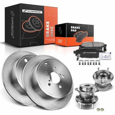 8 Pcs Rear Disc Brake Rotors & Ceramic Brake Pads & Hub Bearings