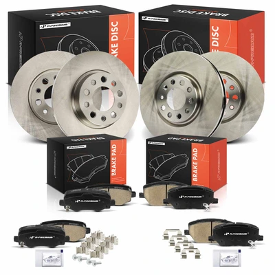12 Pcs Front & Rear Disc Brake Rotors & Ceramic Brake Pads
