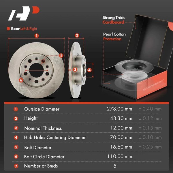 Disc Brake Rotors and Ceramic Pads Kit, 12 Pcs, Front & Rear, A-Premium, APBRPR1955