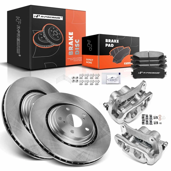 8 Pcs Front Disc Brake Rotors & Ceramic Brake Pads & Brake Calipers for Toyota Highlander 08-13