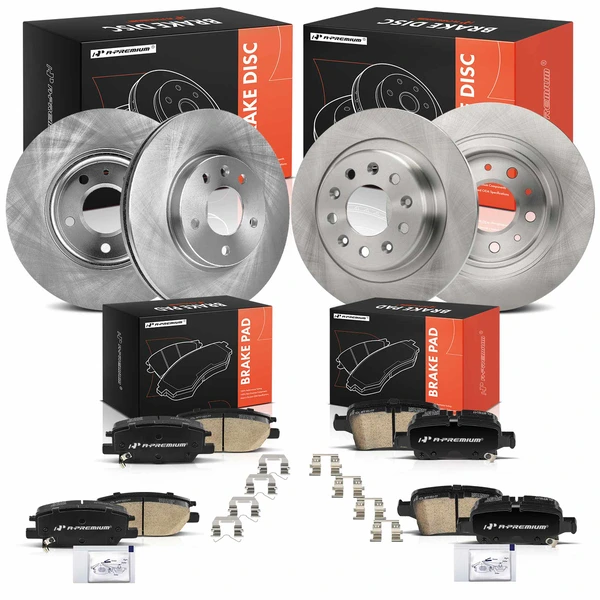 Disc Brake Rotors and Ceramic Pads Kit, 12 Pcs, Front & Rear, A-Premium, APBRPR1958