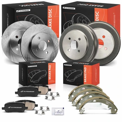 12 Pcs Front Disc Brake Rotors & Ceramic Brake Pads & Rear Brake Drums & Rear Brake Shoes