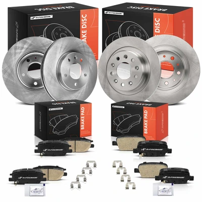 12 Pcs Front & Rear Disc Brake Rotors & Ceramic Brake Pads