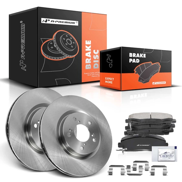 2009-2014 Acura TL Disc Brake Rotors and Ceramic Pads Kit, 6 Pcs, Front Driver & Passenger, A-Premium, APBRPR924