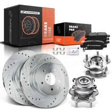 8 Pcs Rear Disc Brake Rotors & Ceramic Brake Pads & Hub Bearings