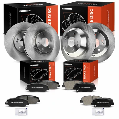 12 Pcs Front & Rear Disc Brake Rotors & Ceramic Brake Pads