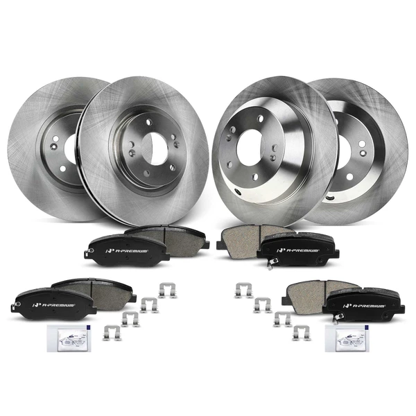 Disc Brake Rotors and Ceramic Pads Kit, 12 Pcs, Front & Rear, A-Premium, APBRPR569