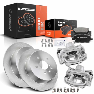 8 Pcs Rear Disc Brake Rotor & Brake Pads + Brake Caliper