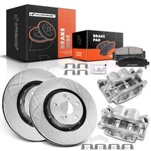 8 Pcs Front Disc Brake Rotor & Brake Pads + Brake Caliper