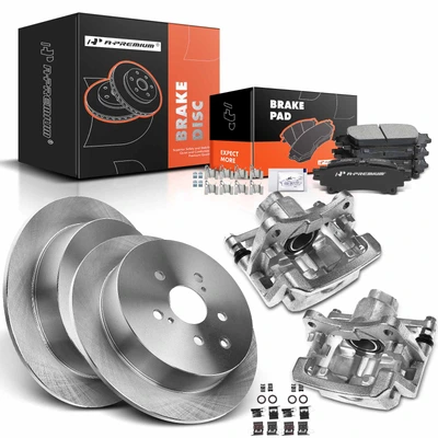 8 Pcs Rear Disc Brake Rotors & Ceramic Brake Pads & Brake Calipers