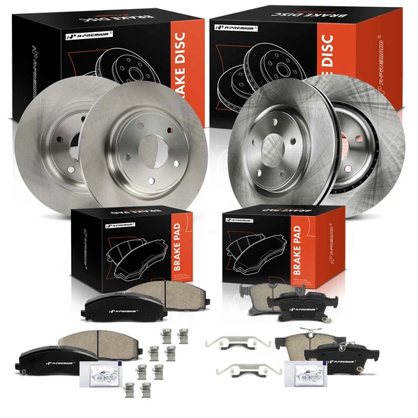 2017-2020 Chrysler Pacifica Disc Brake Rotors and Ceramic Pads Kit, 12 Pcs, Front & Rear, A-Premium, APBRPR1960