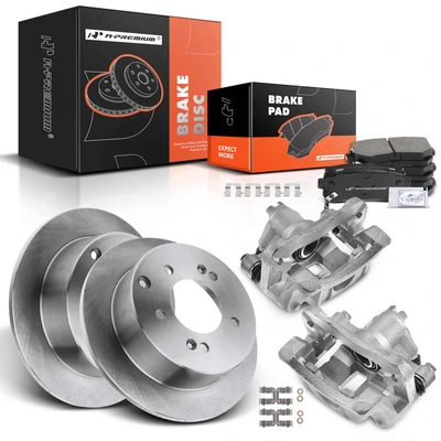 8 Pcs Rear Disc Brake Rotors & Ceramic Brake Pads & Brake Calipers