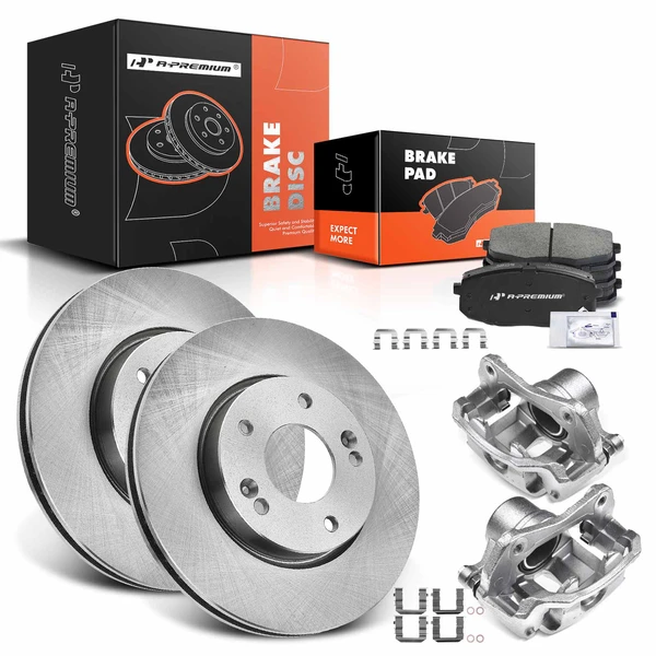 8 Pcs Front Disc Brake Rotors & Ceramic Brake Pads & Brake Calipers for Kia Forte Koup 10-13 Forte5