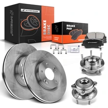 8 Pcs Front Disc Brake Rotors & Ceramic Brake Pads & Hub Bearings for 2010-2012 Hyundai Santa Fe