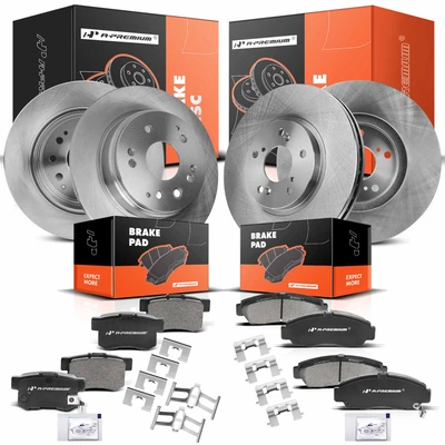 Front & Rear Side Disc Brake Rotors & Ceramic Brake Pads