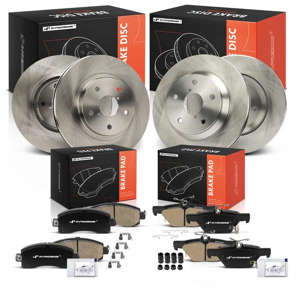 Disc Brake Rotors and Ceramic Pads Kit, 12 Pcs, Front & Rear, A-Premium, APBRPR1961