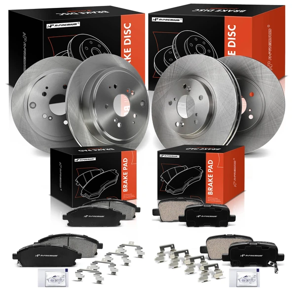 2003-2006 Acura MDX Disc Brake Rotors and Ceramic Pads Kit, 12 Pcs, Front & Rear, A-Premium, APBRPR934