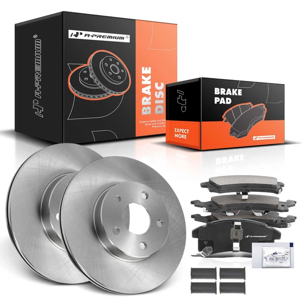 1992-1994 Pontiac Sunbird Disc Brake Rotors and Ceramic Pads Kit, 6 Pcs, Front Driver & Passenger, A-Premium, APBRPR931